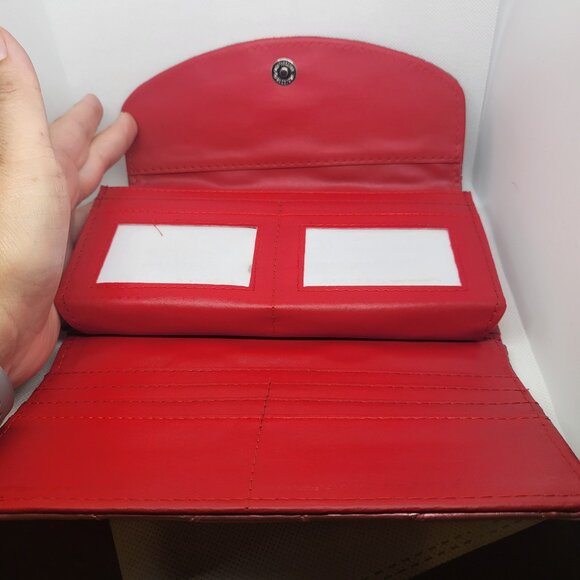 Women's Wallet Faux Leather Long Card Holder Pockets Quilted Look Rose Pink Gold - Picture 4 of 9